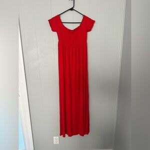 Off the shoulder maternity maxi dress